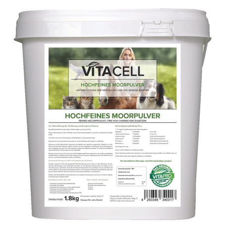 VitaCell Moorpulver fein 1,8kg Trockenmoorpulver für Tiere Vitacell