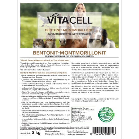 3 kg Vitacell Bentonit-Montmorillonit Tonmineralbasis
